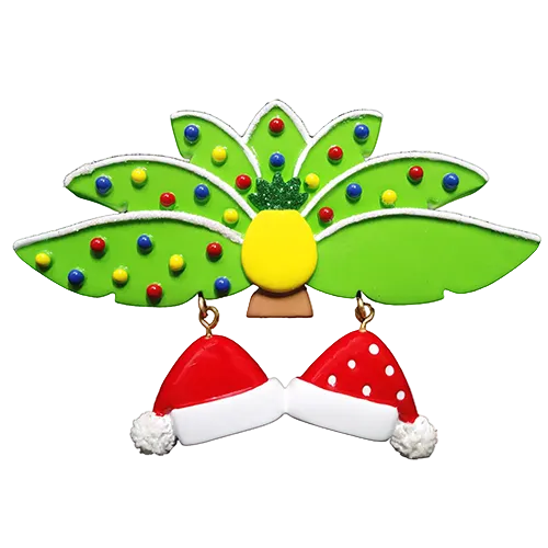 NT332: Palm Leaves Santa Hats Couple