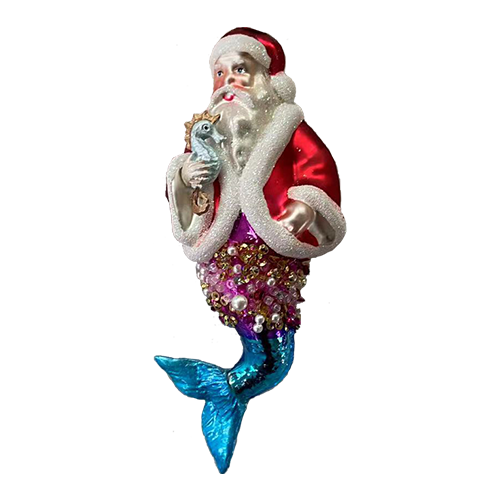 HZZ103: Glass Merman Santa