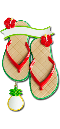 KK428: Flip Flops - Hibiscus & Pineapple