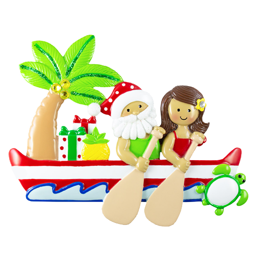 NT302: Santa & Girl Canoe Paddlers