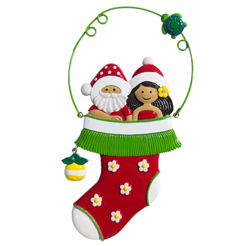 272: Santa Hula Stocking Couple