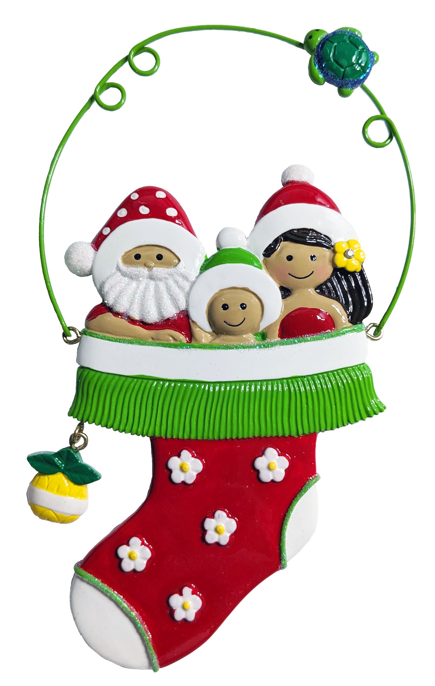 273: Santa Hula Stocking - Family of 3
