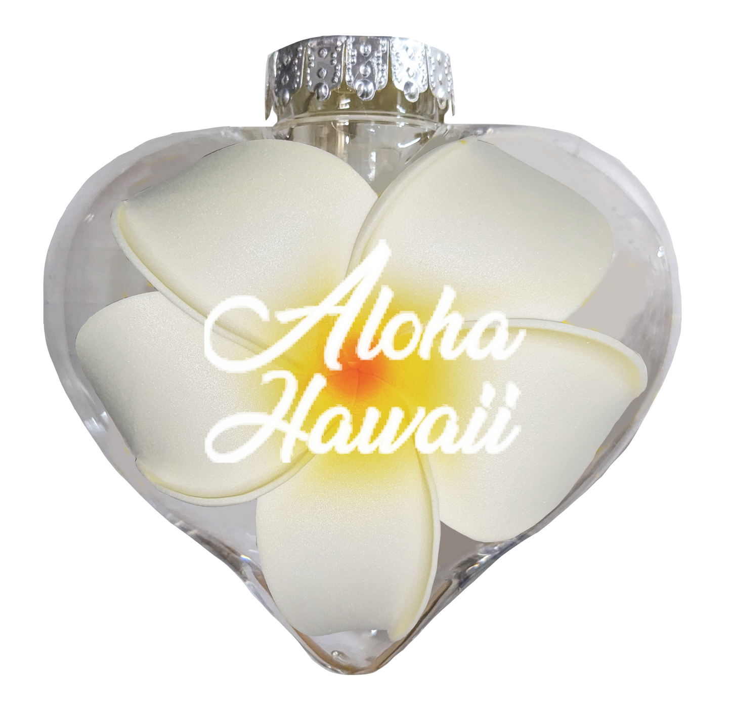BB101PA: Heart Ornament w/ Plumeria Aloha