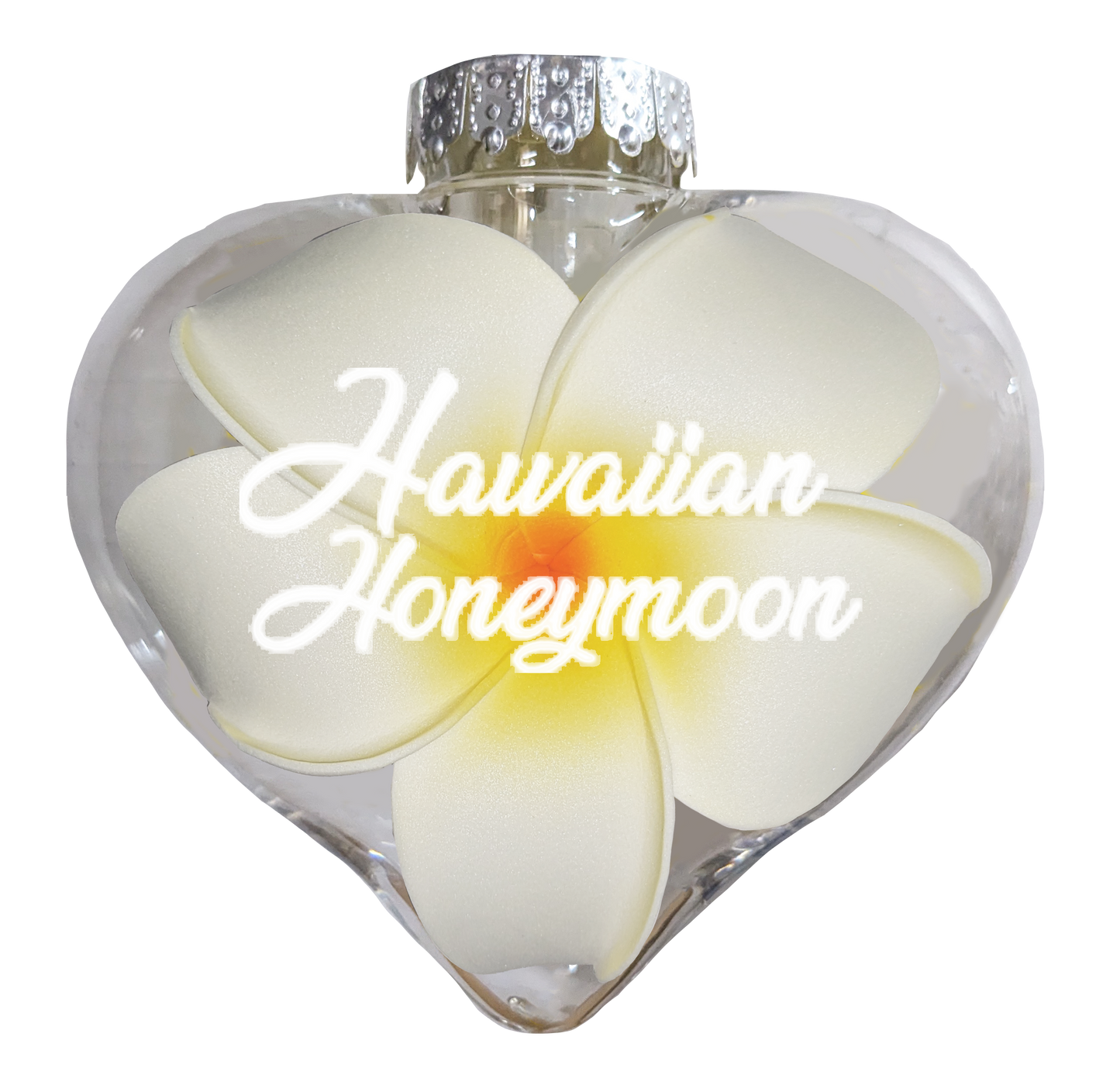 BB10PHH: Heart Ornament w/ Plumeria Hawaiian Honeymoon