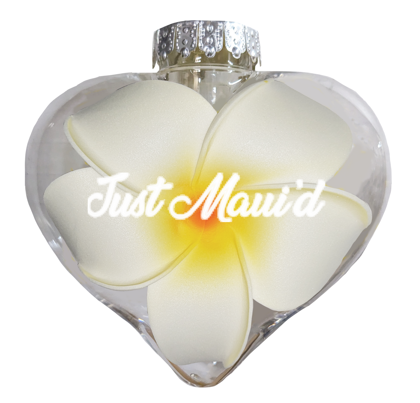 BB101PJM: Heart Ornament w/ Plumeria Just Mauid