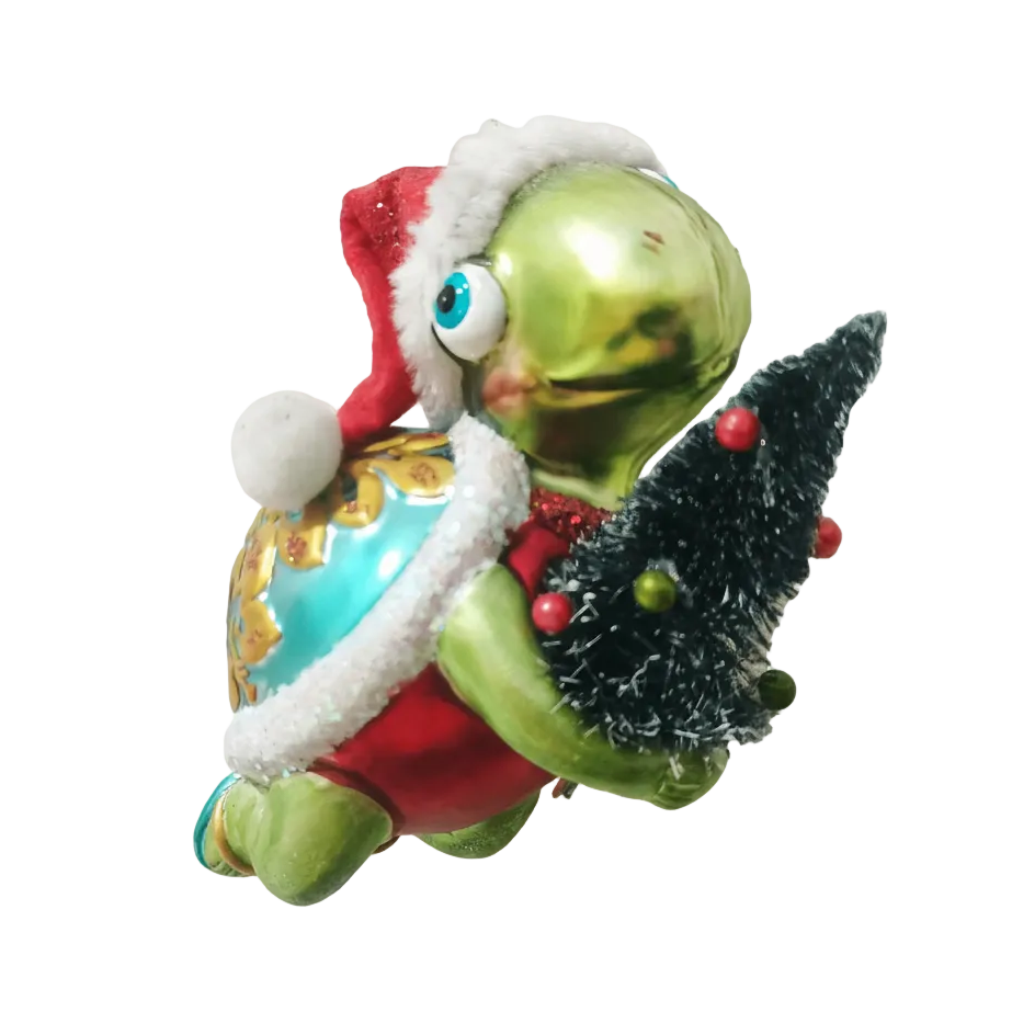 HZZ120: Glass Turtle w/ Tree