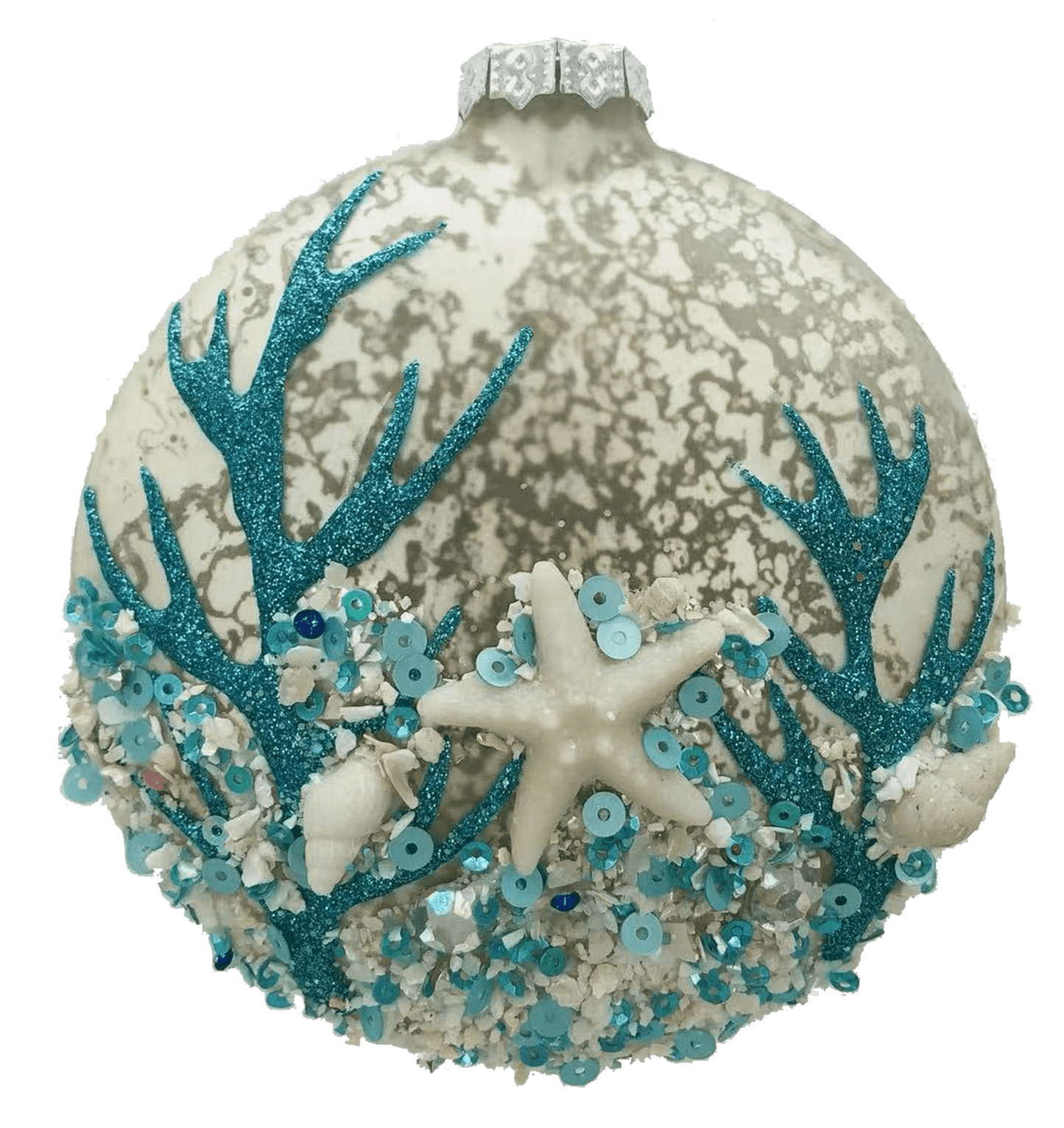 HZZ129: Glass Coral Ornament w/ Silver