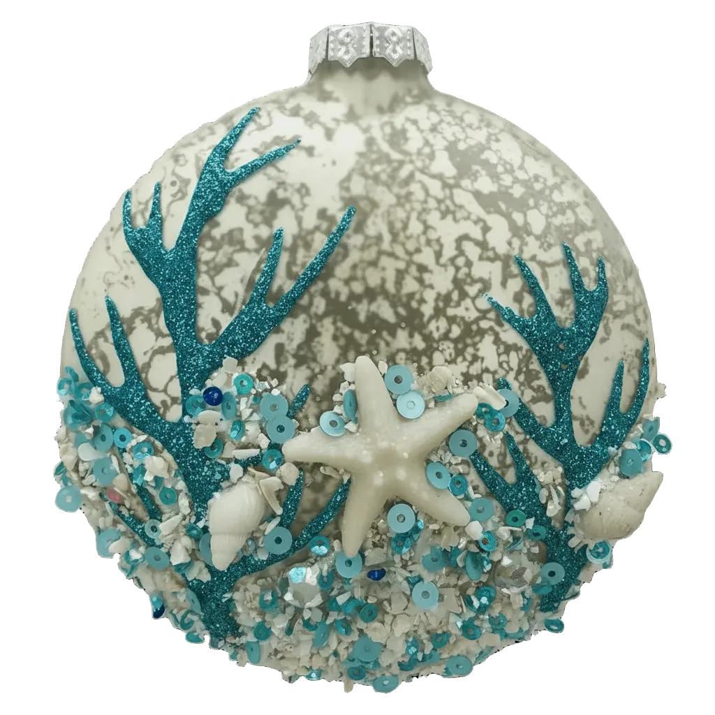 HZZ129: Glass Coral Ornament w/ Silver