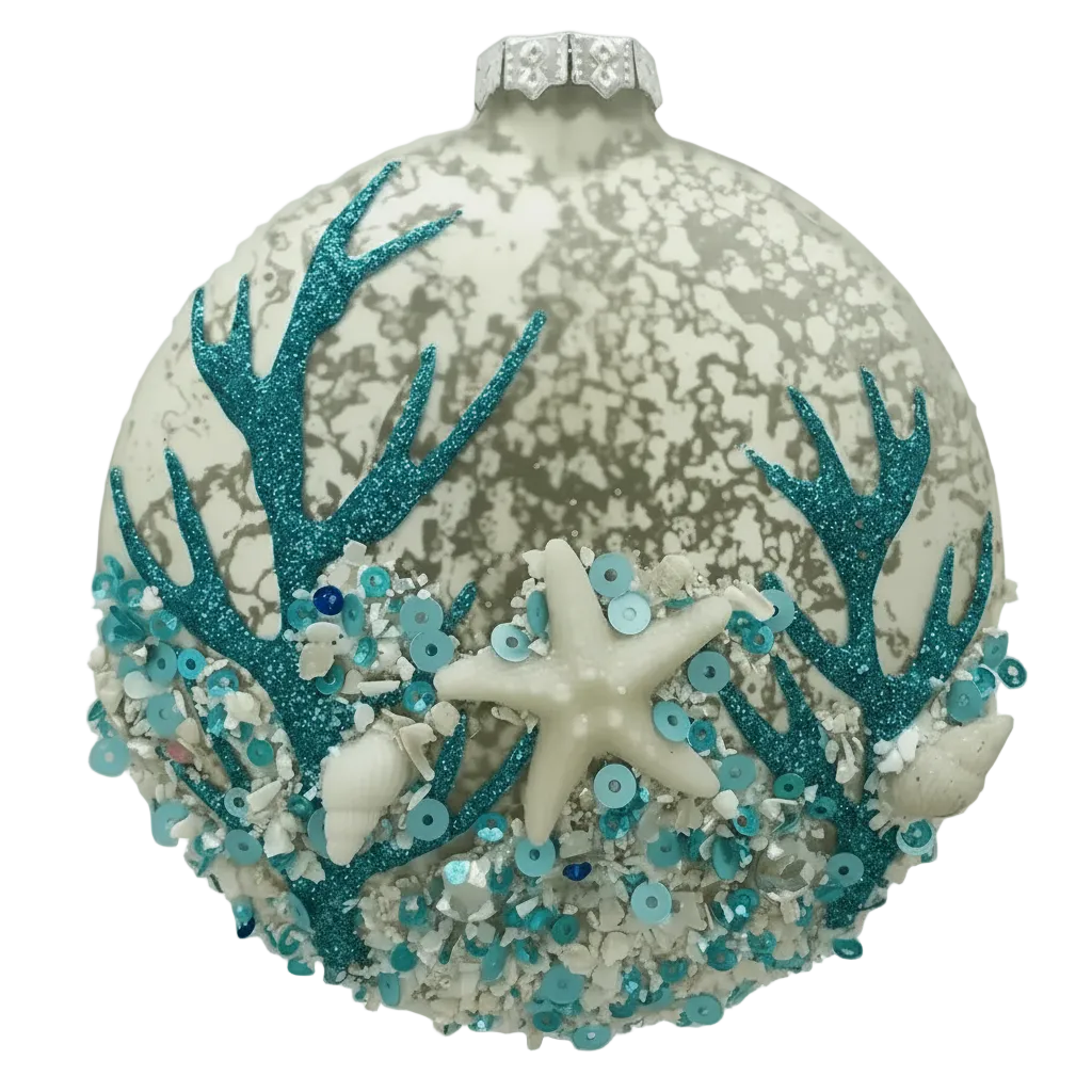 HZZ129: Glass Coral Ornament w/ Silver - 12 Pack