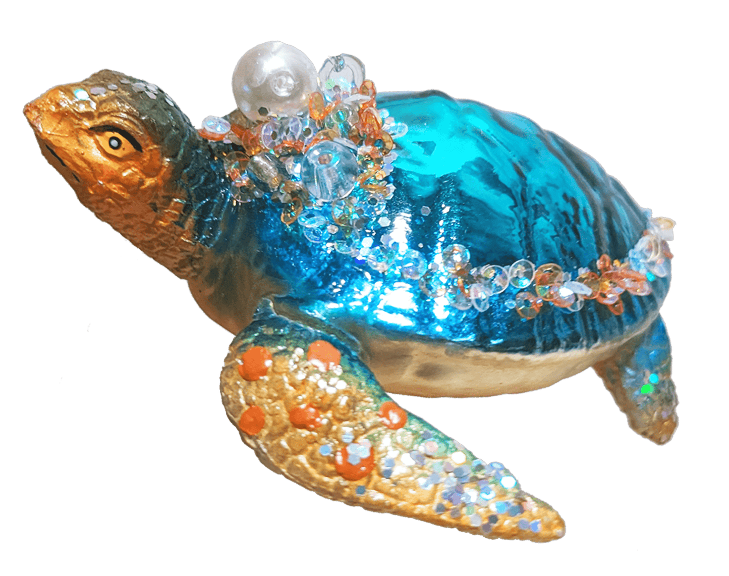 HZZ134: Glass Turtle w/ Pearls