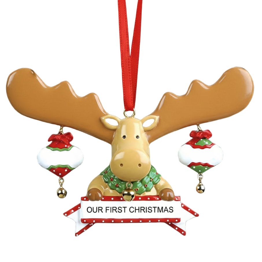 LR412: Moose w/ 2 Ornaments (First Christmas)