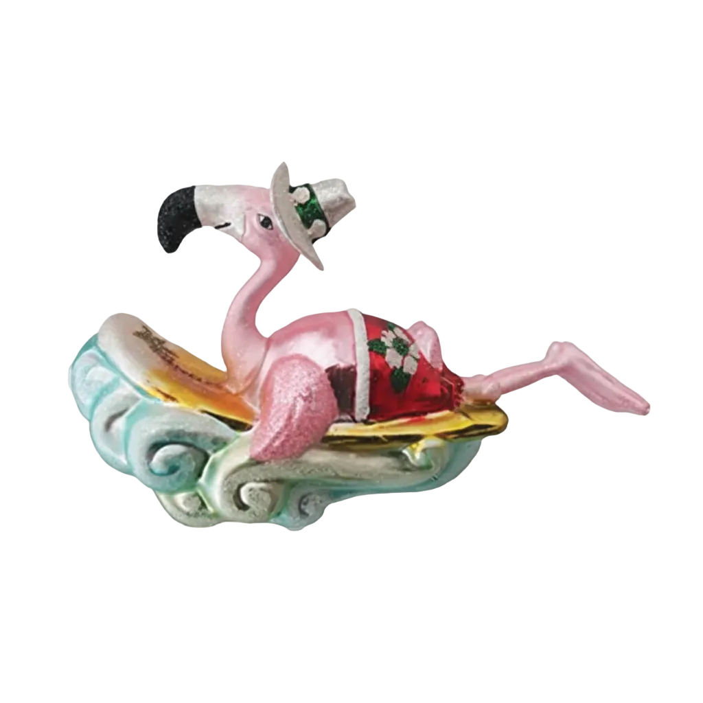 HZZ127: Glass Surfing Flamingo