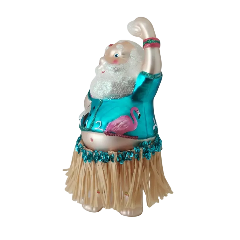 HZZ111: Glass Hula Santa - 12 Pack
