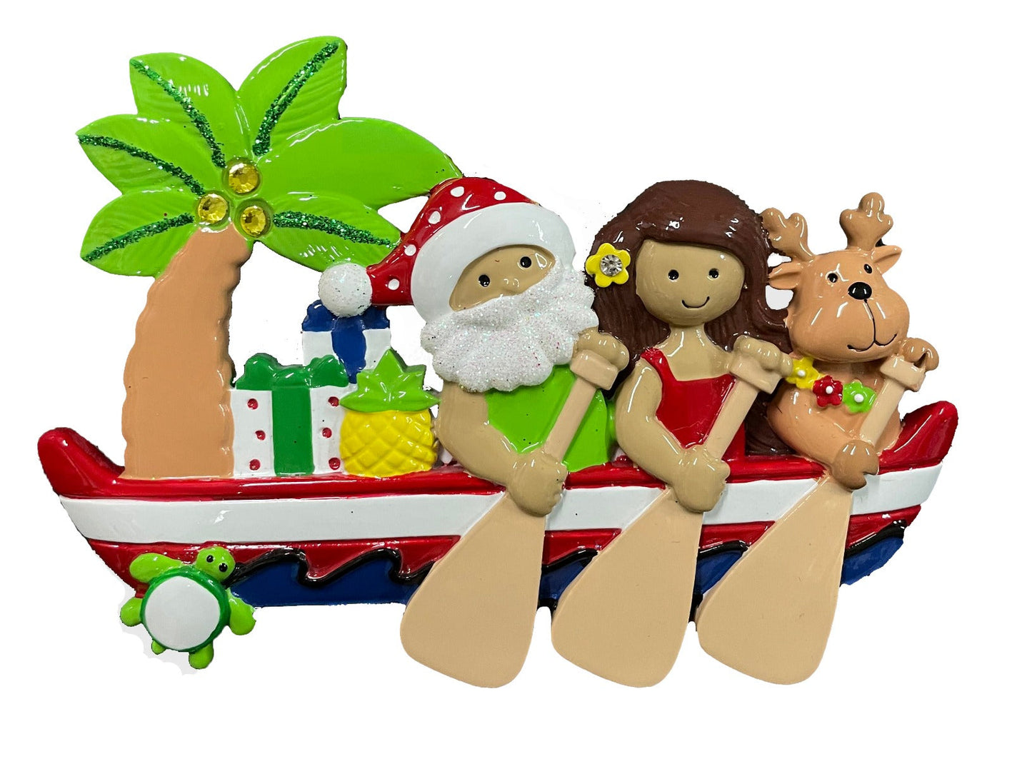NT303:  Santa & Girl Canoe Paddlers family of 3
