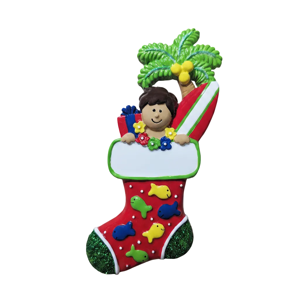 108: Tropical Surfer Boy Stocking Ornament