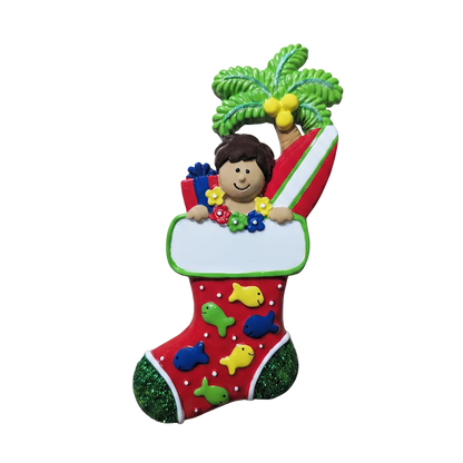 108: Tropical Surfer Boy Stocking Ornament