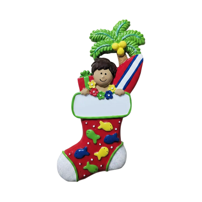 108: Tropical Surfer Boy Stocking Ornament