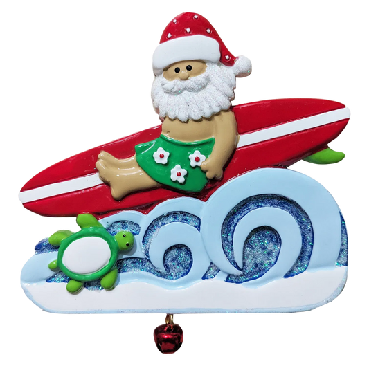 114T: Tropical Santa on Surfboard