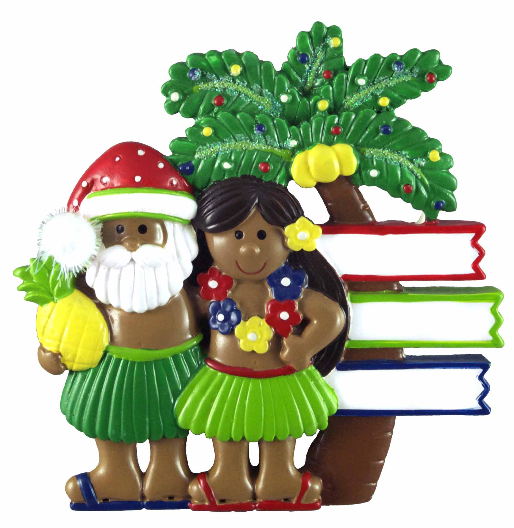 Santa & Hula Girl with Signs Ornament
