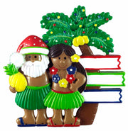 Santa & Hula Girl with Signs Ornament