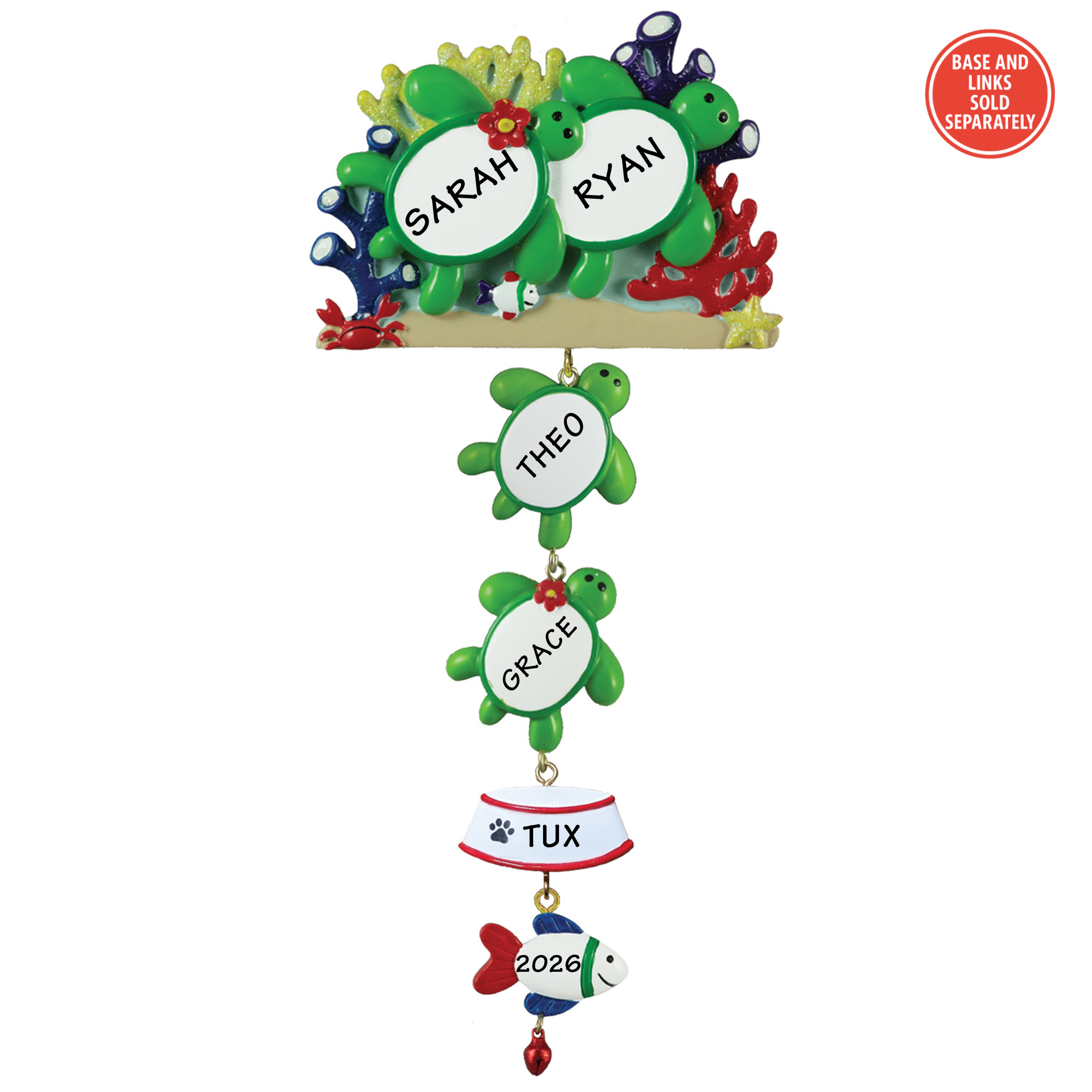 Sea Turtle Couple Linking Base Ornament