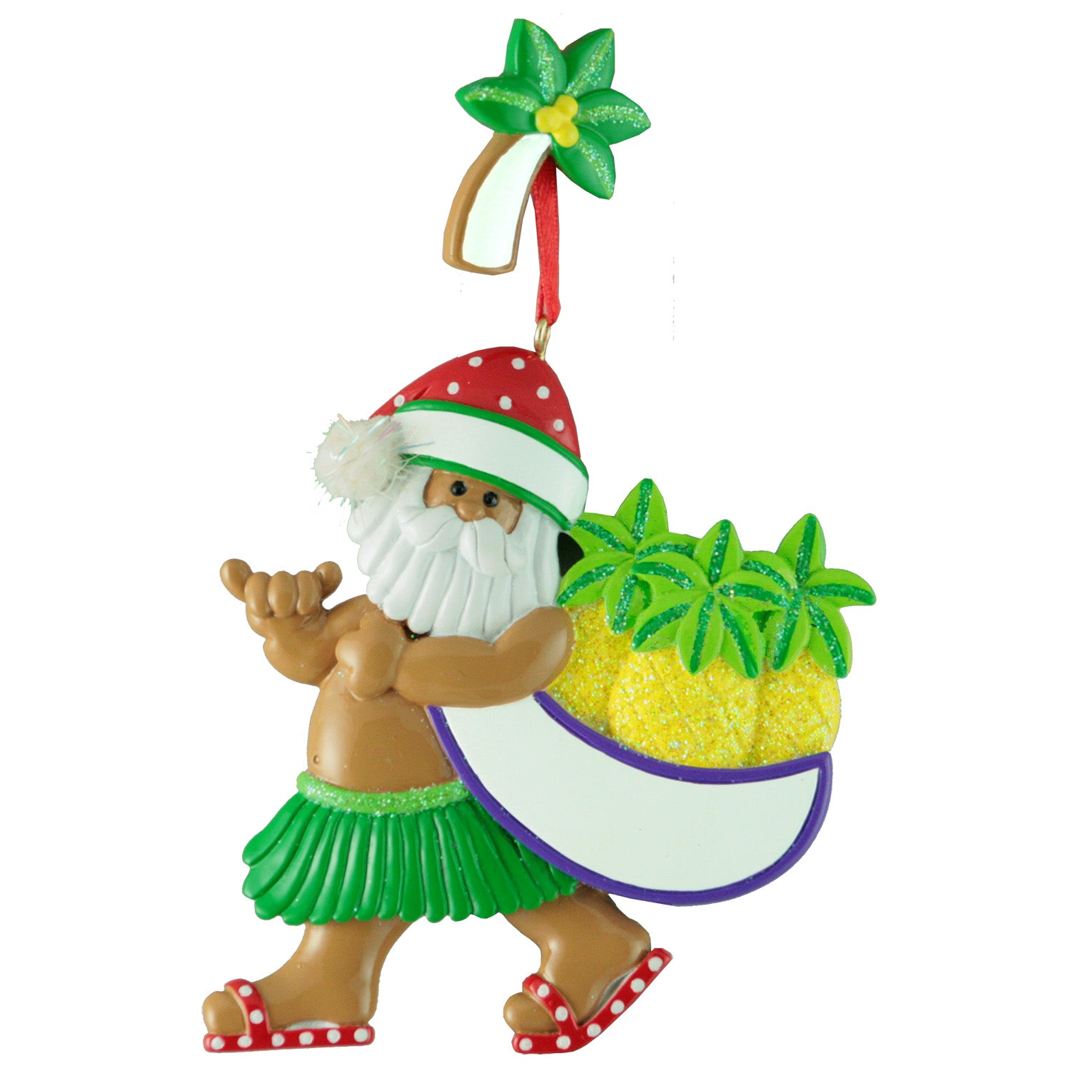 Hawaiian Shaka Santa Ornament