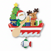 Santa Canoe with Fish Ornament
