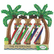 Reindeer Surfboard Family of 3 Ornament