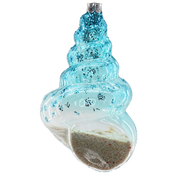 HZZ116: Blue Glass Conch with Sand - 12 Pack