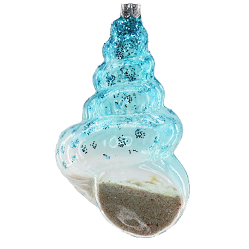 HZZ116: Blue Glass Conch with Sand