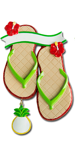 KK428: Flip Flops - Hibiscus & Pineapple