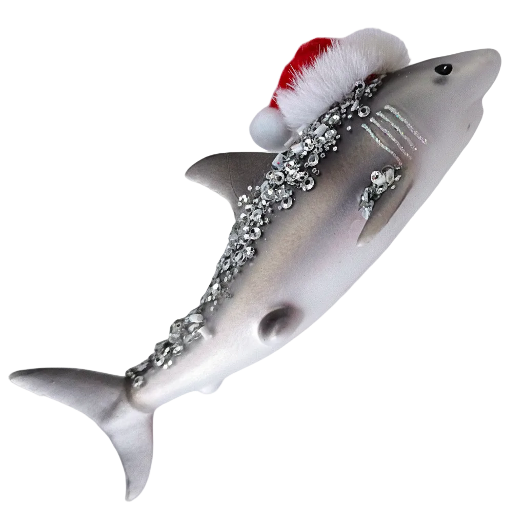 HZZ112: Glass Shark w/ Santa Hat - 12 Pack
