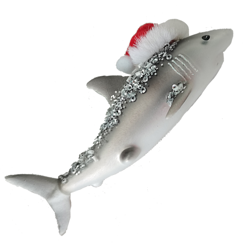 HZZ112: Glass Shark w/ Santa Hat