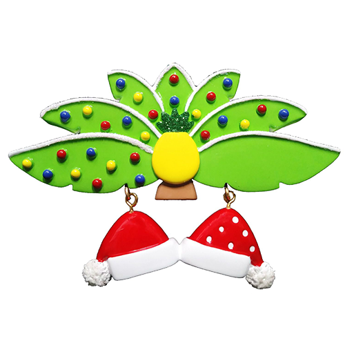 NT332: Palm Leaves Santa Hats Couple
