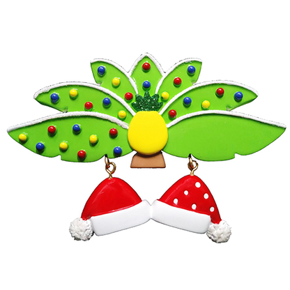 NT332: Palm Leaves Santa Hats Couple