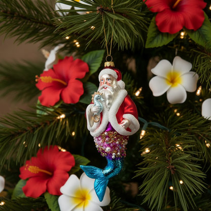 HZZ103: Glass Merman Santa - 12 Pack