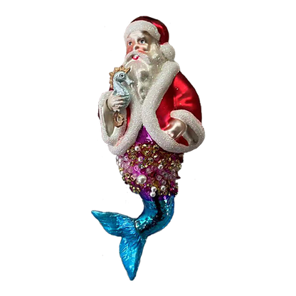 HZZ103: Glass Merman Santa - 12 Pack