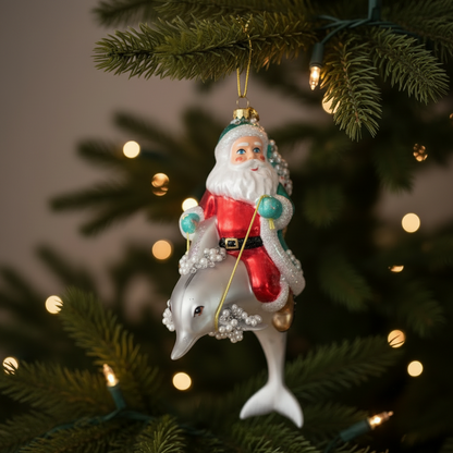 HZZ114: Glass Santa & Dolphin - 12 Pack