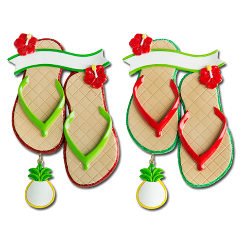 KK428: Flip Flops - Hibiscus & Pineapple