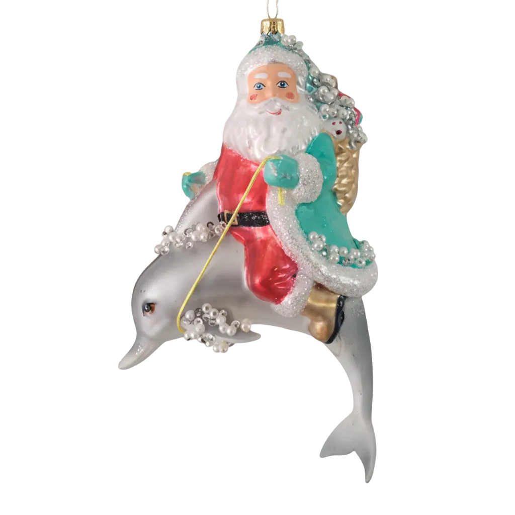 HZZ114: Glass Santa & Dolphin - 12 Pack
