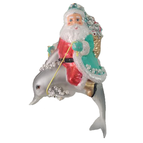 HZZ114: Glass Santa & Dolphin