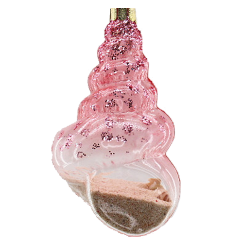HZZ117: Pink Glass Conch with Sand