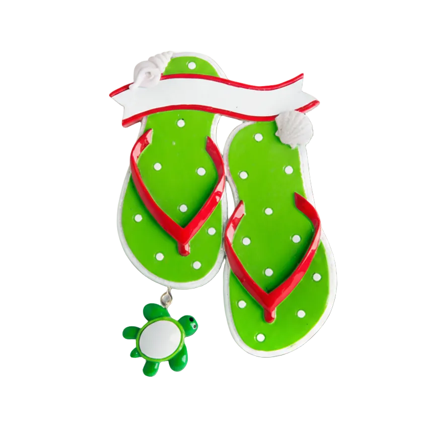 KK427: Tropical Turtle Flip Flops
