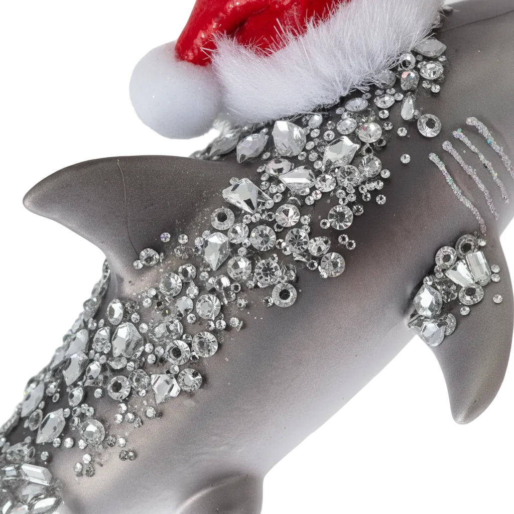 HZZ112: Glass Shark w/ Santa Hat - 12 Pack