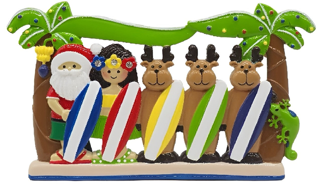 Santa Surfboard Family of 5 - Table Topper