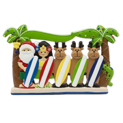 305: Santa Surfboard Family of 5 - Table Topper