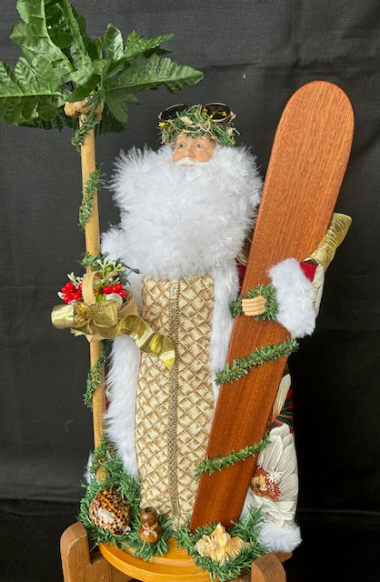 WSS214 NEW KOA SURFING SANTA WITH RED NIGHT-BLOOMING CEREUS  (*SHIPPING AND HANDLING INCLUDED)