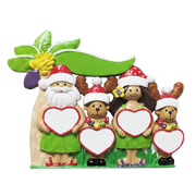244: Tropical Santa Family of 4 Tabletop Ornament