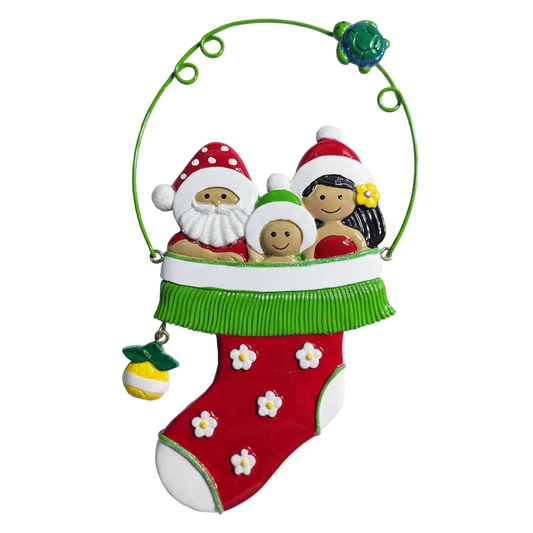 273: Santa Hula Stocking - Family of 3