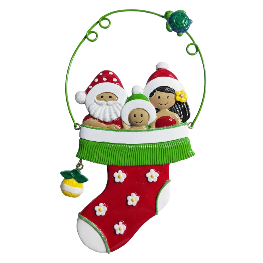 273: Santa Hula Stocking - Family of 3